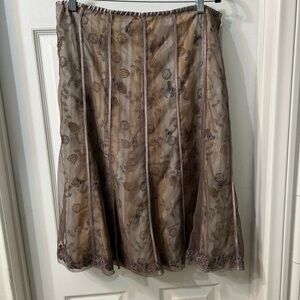 Vintage Double Layer Elegant Brown Floral Skirt